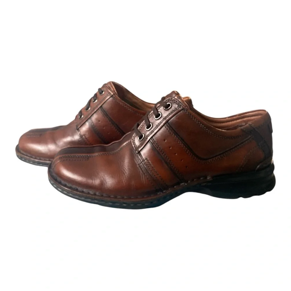Clarks Touareg Vibe Two Tone Brown Leather Lace Up Oxford Shoes Men’s 10 Comfort